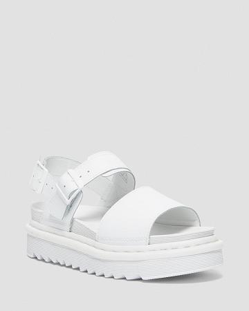 White Women's Dr Martens Voss Mono Hydro Leather Gladiator Sandals | CA 304XYU